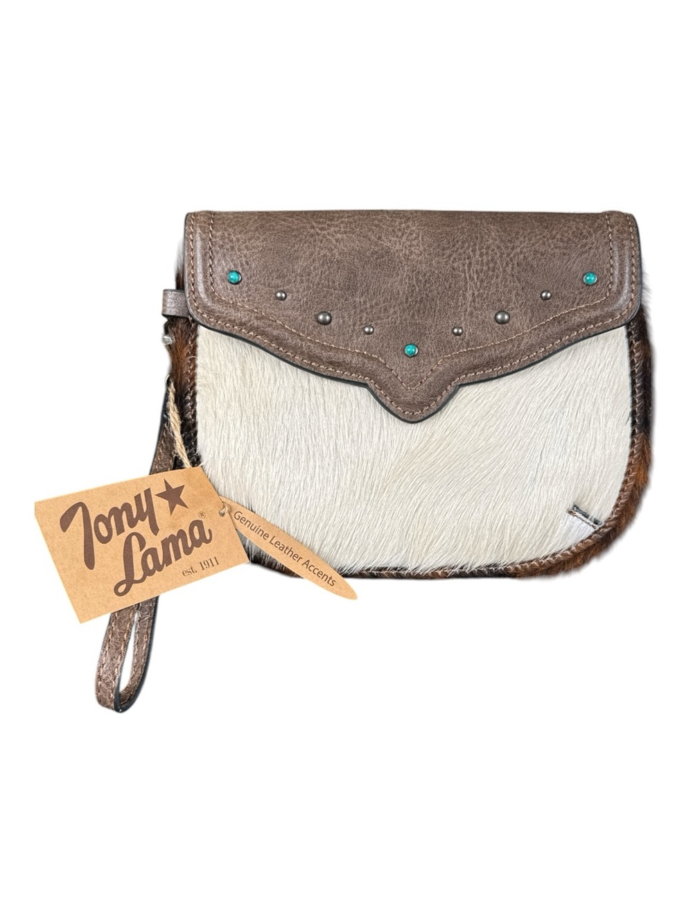 TONY LAMA Western Brindle Cowhide Hair Wristlet Wallet